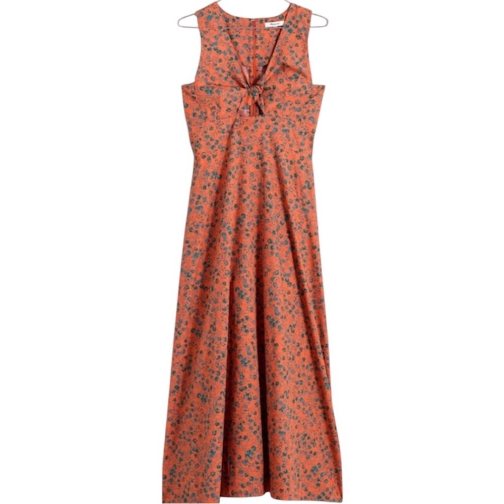Madewell Floral Orange Sleeveless Dress Sz 4